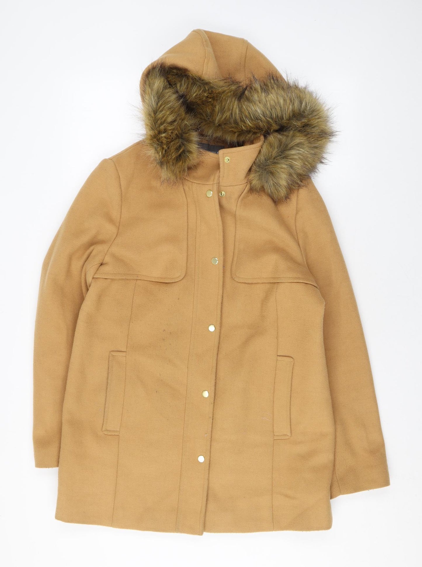 Laura Ashley Womens Brown Overcoat Coat Size 12 Zip