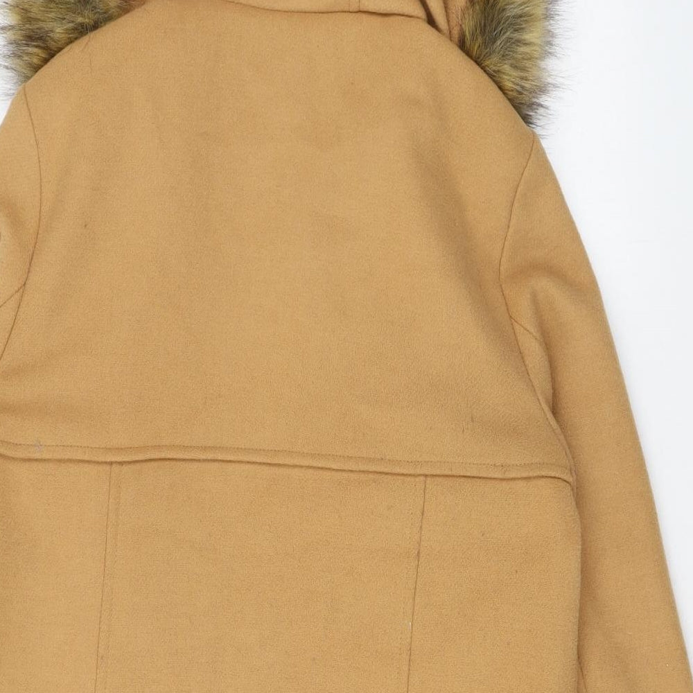 Laura Ashley Womens Brown Overcoat Coat Size 12 Zip