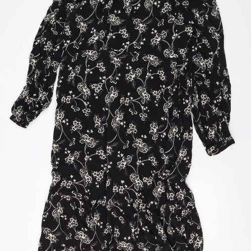 Per Una Womens Black Geometric Viscose Maxi Size 18 V-Neck Zip