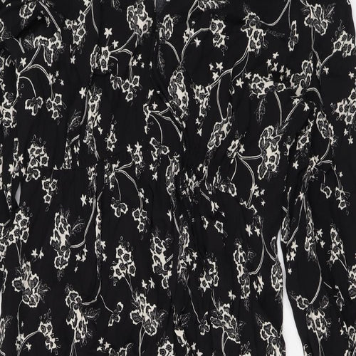 Per Una Womens Black Geometric Viscose Maxi Size 18 V-Neck Zip