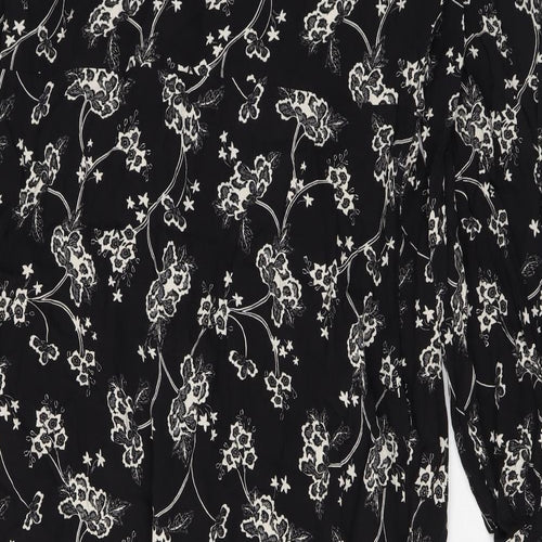 Per Una Womens Black Geometric Viscose Maxi Size 18 V-Neck Zip
