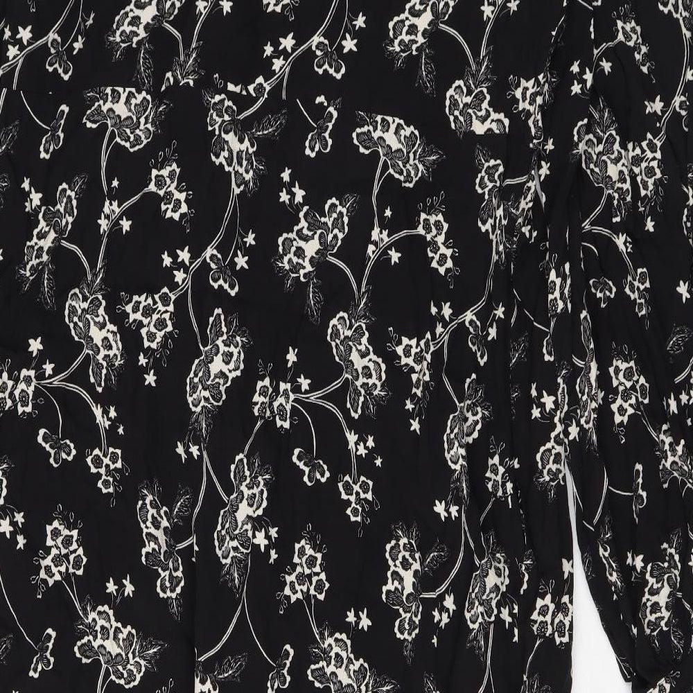 Per Una Womens Black Geometric Viscose Maxi Size 18 V-Neck Zip