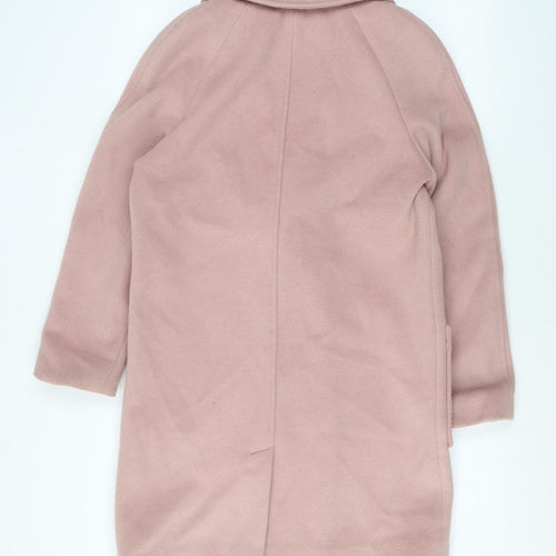 Marks and Spencer Womens Pink Overcoat Coat Size 8 Button