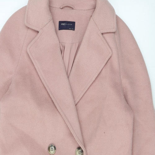 Marks and Spencer Womens Pink Overcoat Coat Size 8 Button