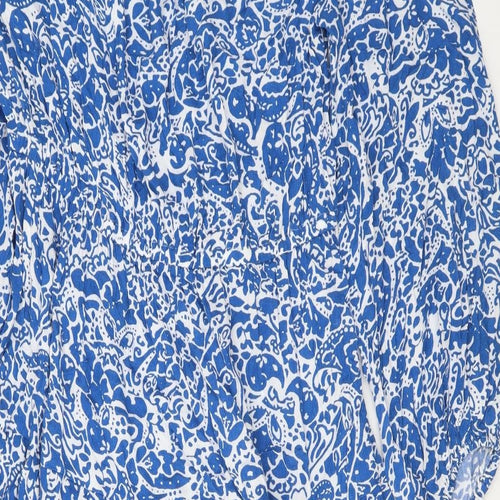 Marks and Spencer Womens Blue Geometric Viscose Maxi Size 16 Off the Shoulder Pullover