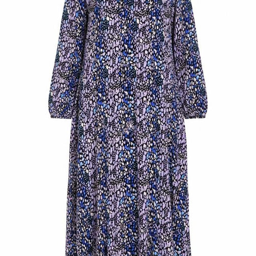 Marks and Spencer Womens Purple Geometric Viscose Maxi Size 10 Round Neck Zip