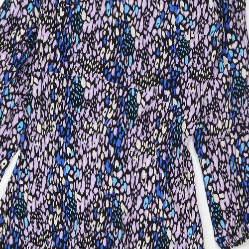 Marks and Spencer Womens Purple Geometric Viscose Maxi Size 10 Round Neck Zip