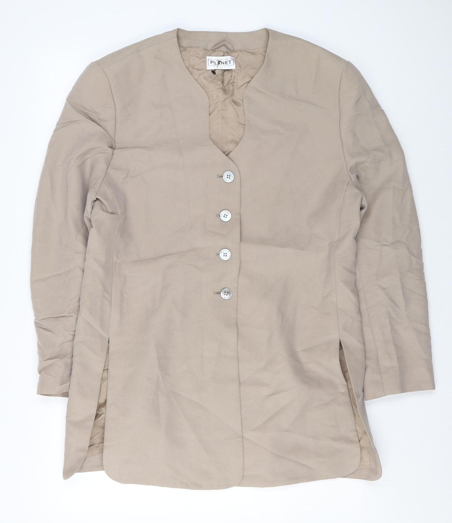 Planet Womens Beige Jacket Blazer Size 16 Button
