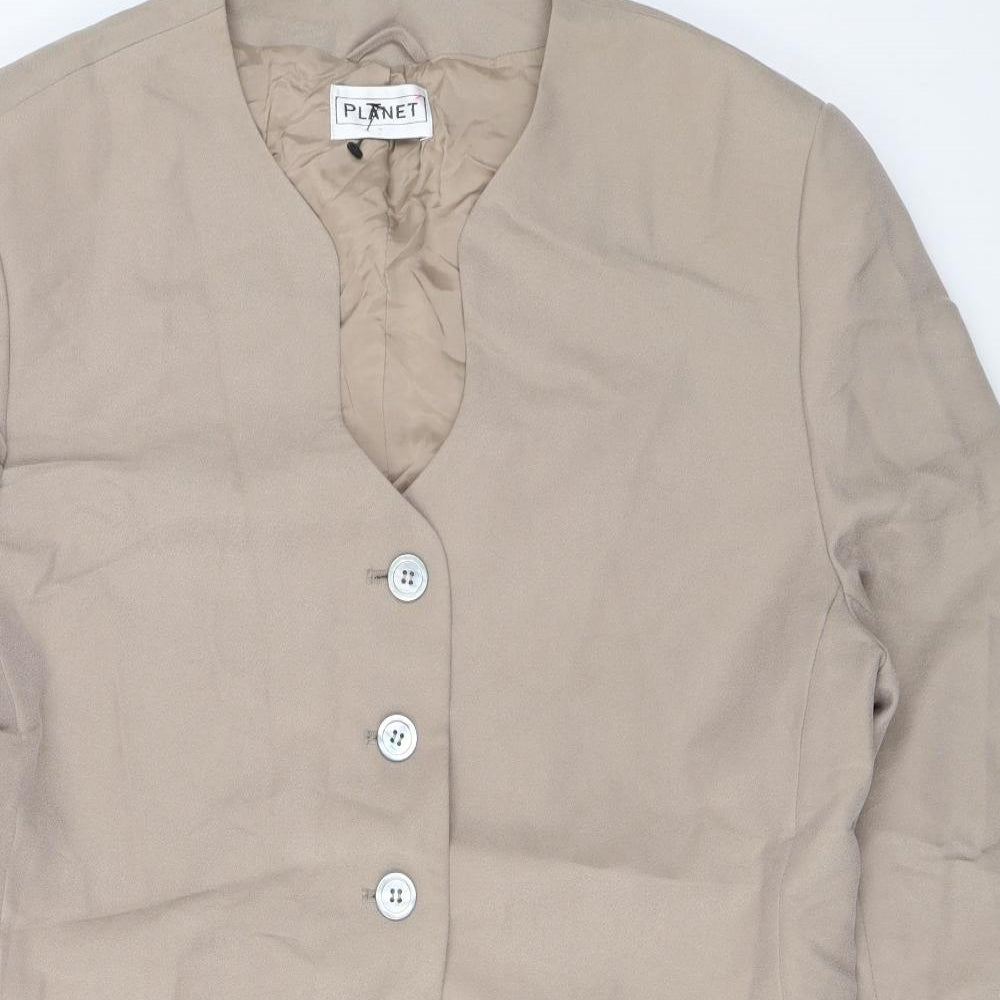 Planet Womens Beige Jacket Blazer Size 16 Button