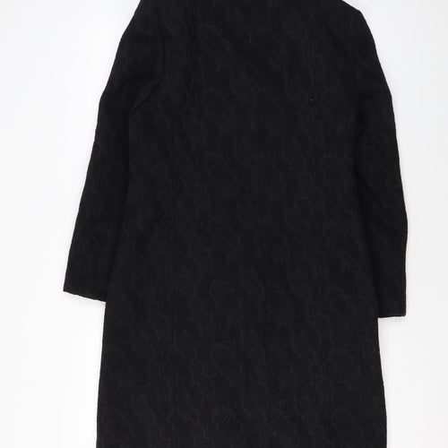 Marks and Spencer Womens Black Geometric Overcoat Coat Size 8 Button