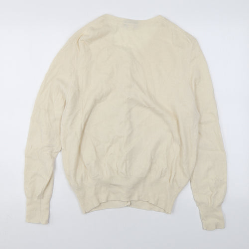 Autograph Womens Beige Round Neck Cashmere Cardigan Jumper Size 16