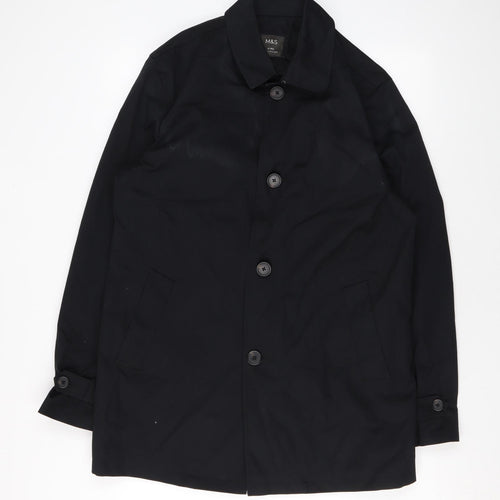 Marks and Spencer Mens Black Rain Coat Coat Size M Button