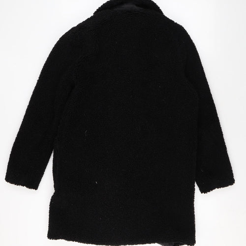 New Look Womens Black Overcoat Coat Size 10 Button