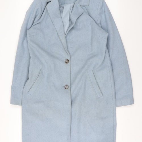 New Look Womens Blue Overcoat Coat Size 10 Button