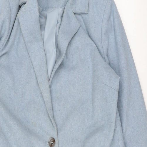 New Look Womens Blue Overcoat Coat Size 10 Button