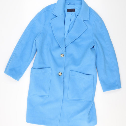 Marks and Spencer Womens Blue Overcoat Coat Size 10 Button
