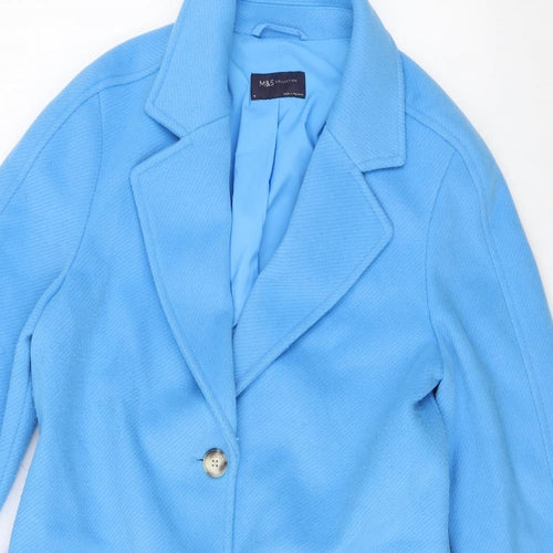 Marks and Spencer Womens Blue Overcoat Coat Size 10 Button