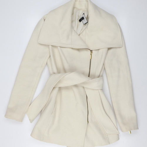 Mango Womens Ivory Overcoat Coat Size S Zip