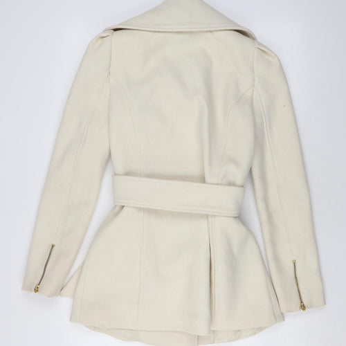 Mango Womens Ivory Overcoat Coat Size S Zip