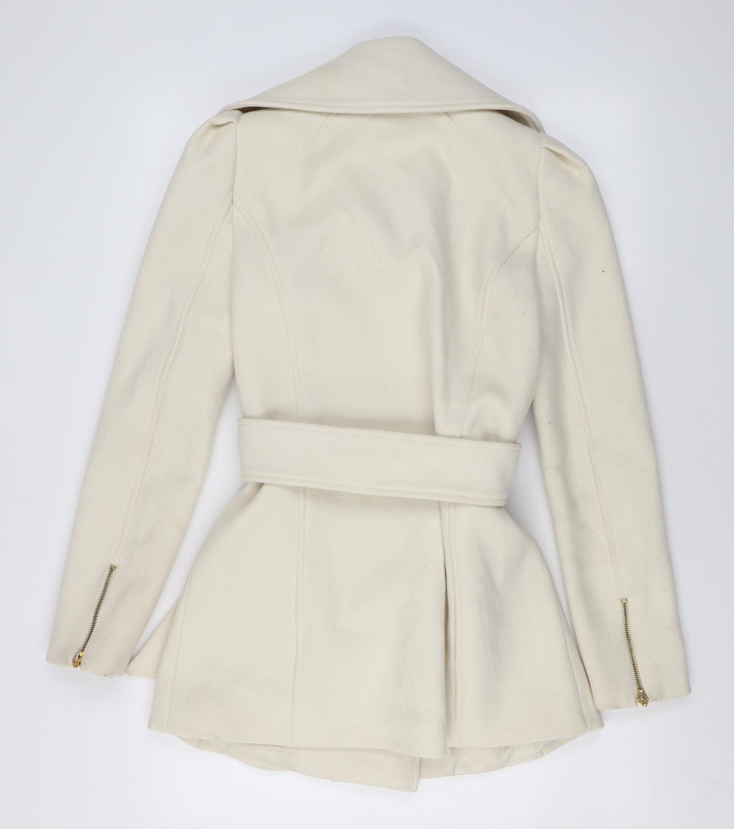 Mango Womens Ivory Overcoat Coat Size S Zip