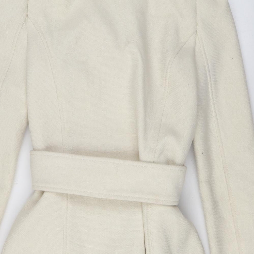 Mango Womens Ivory Overcoat Coat Size S Zip