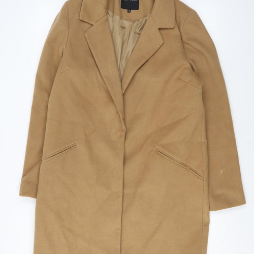 New Look Womens Brown Overcoat Coat Size 14 Snap