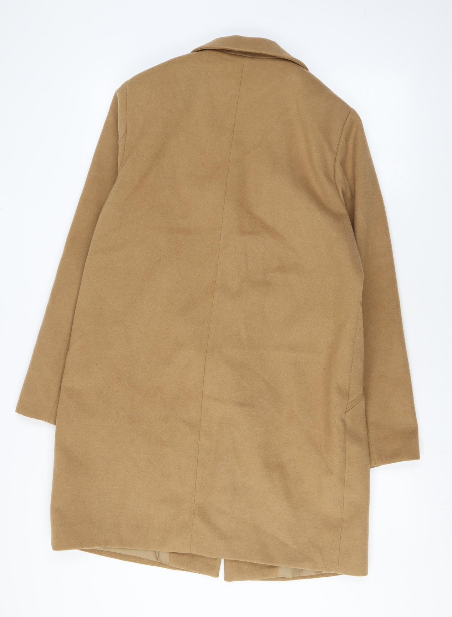 New Look Womens Brown Overcoat Coat Size 14 Snap