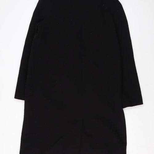 Marks and Spencer Womens Black Overcoat Coat Size 12 Snap