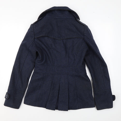 Warehouse Womens Blue Overcoat Coat Size 10 Button