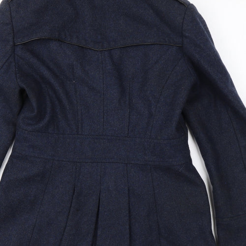 Warehouse Womens Blue Overcoat Coat Size 10 Button