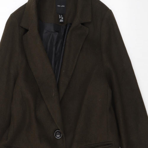 New Look Womens Green Overcoat Coat Size 8 Button