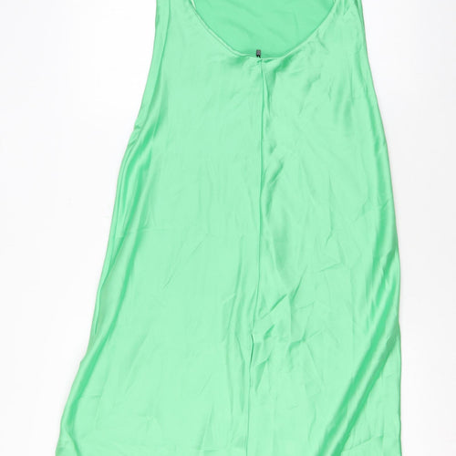 Zara Womens Green Polyester A-Line Size M Scoop Neck Zip