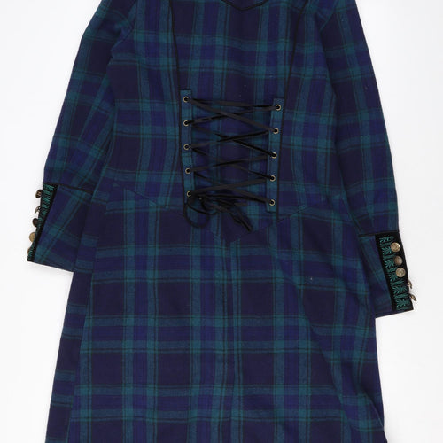 Joe Browns Womens Blue Plaid Overcoat Coat Size 10 Button