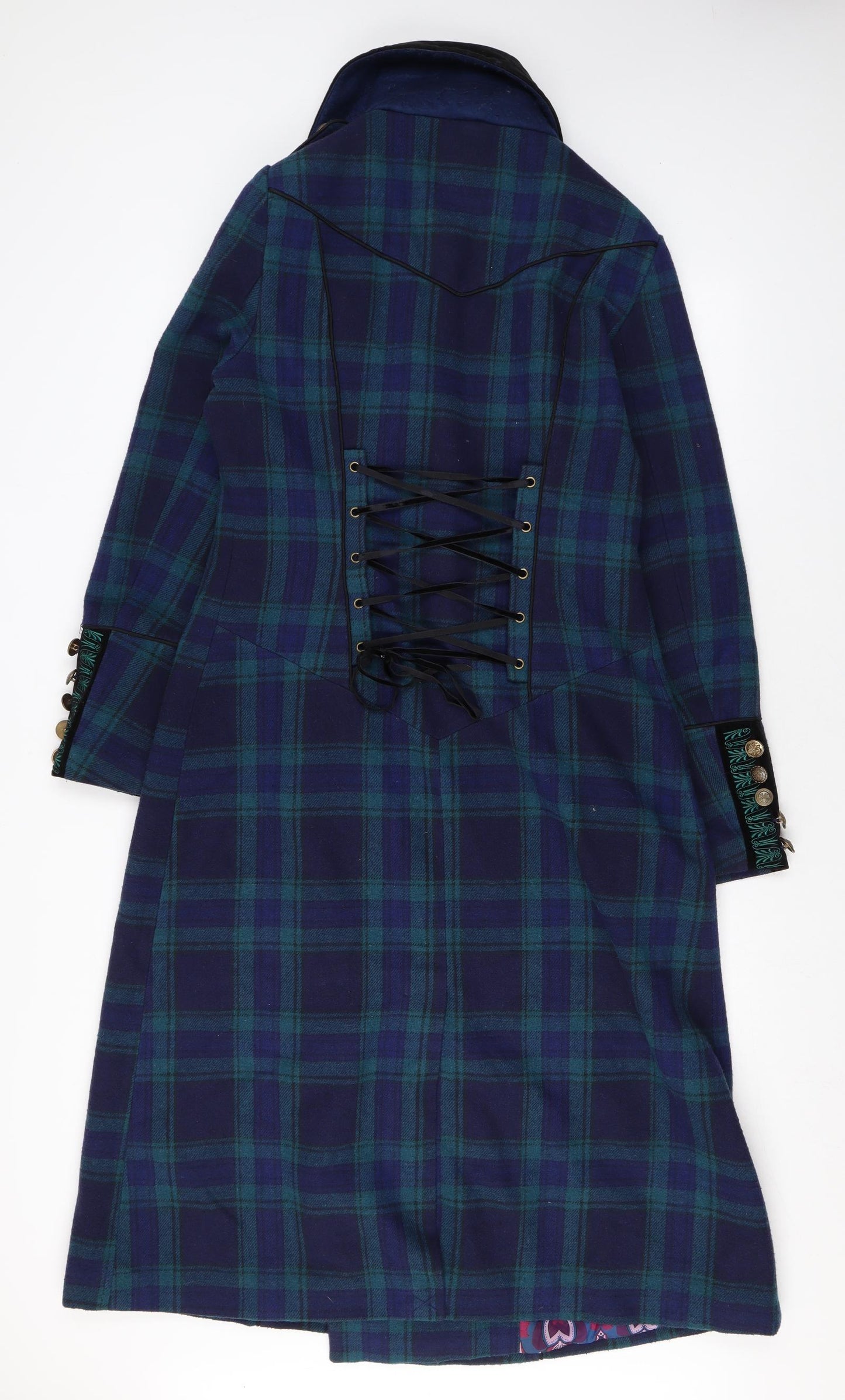 Joe Browns Womens Blue Plaid Overcoat Coat Size 10 Button