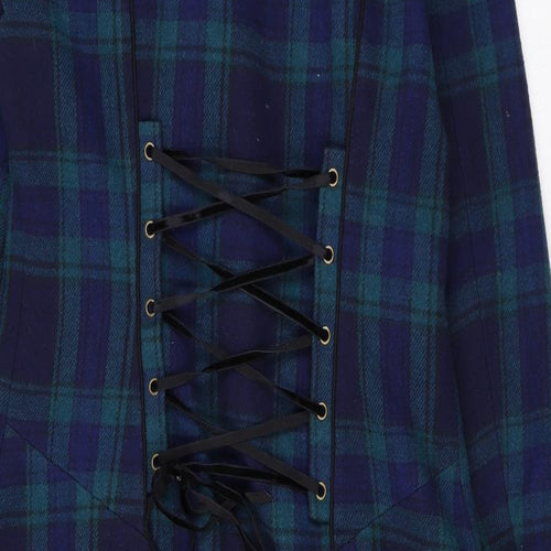 Joe Browns Womens Blue Plaid Overcoat Coat Size 10 Button