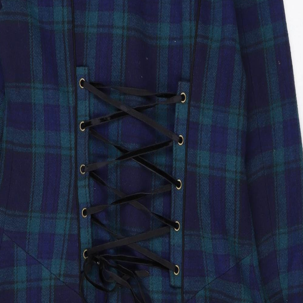 Joe Browns Womens Blue Plaid Overcoat Coat Size 10 Button