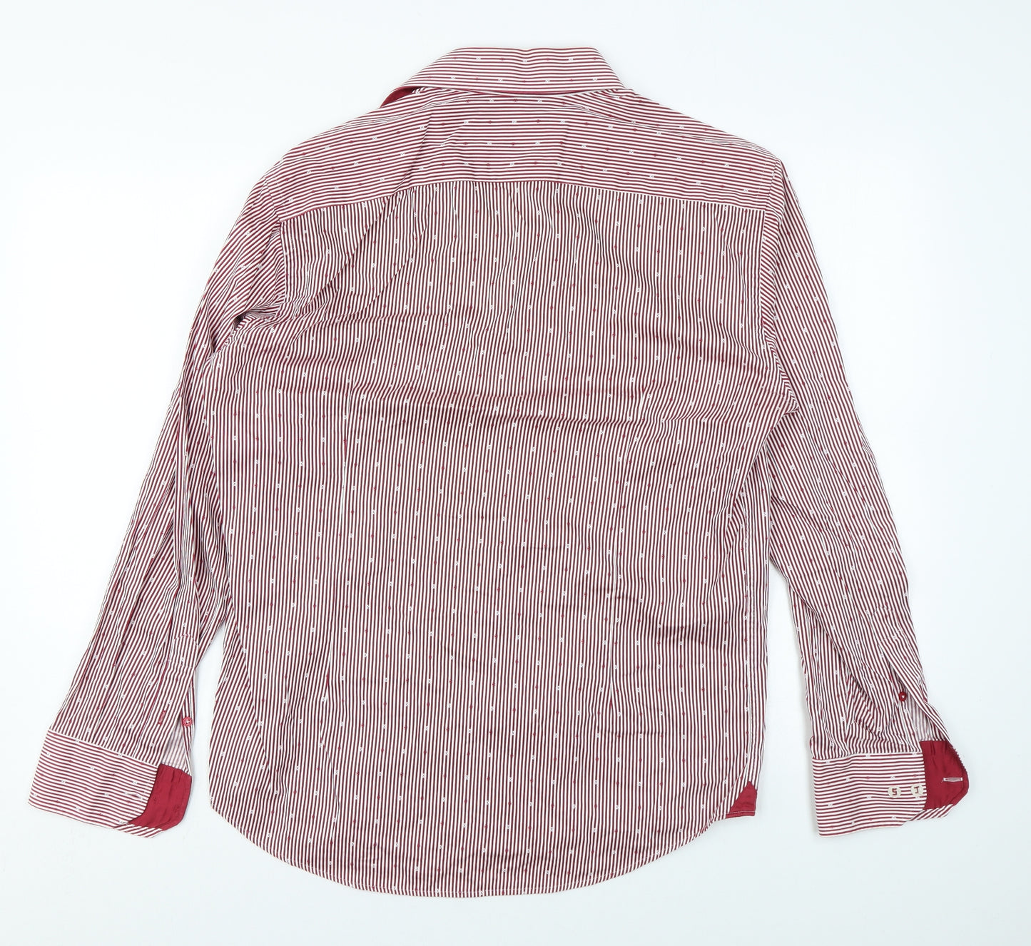Steel & Jelly Mens Red Striped Cotton Button-Up Size L Collared Button