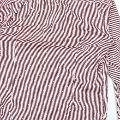 Steel & Jelly Mens Red Striped Cotton Button-Up Size L Collared Button