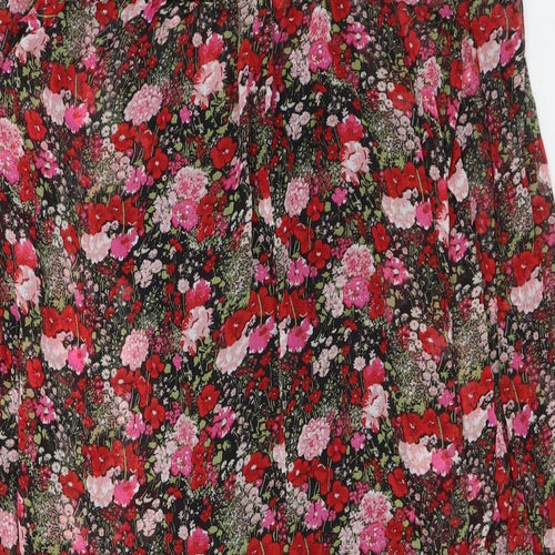 New Look Womens Multicoloured Floral Polyester A-Line Size 10 Mock Neck Button
