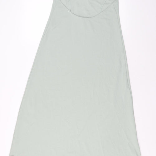 Zara Womens Green Polyester Maxi Size M Scoop Neck Pullover