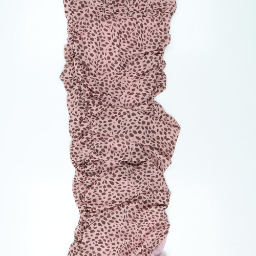 PRETTYLITTLETHING Womens Pink Polka Dot Viscose Bodycon Size 8 V-Neck Zip
