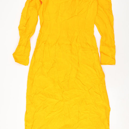 Zara Womens Yellow Viscose Maxi Size XS Round Neck Zip