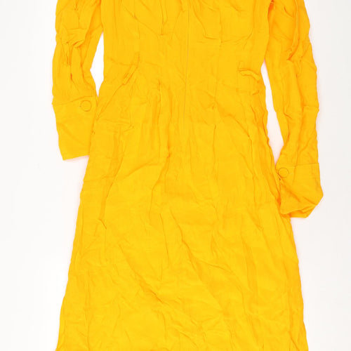 Zara Womens Yellow Viscose Maxi Size XS Round Neck Zip