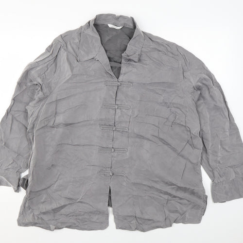 Marks and Spencer Womens Grey Cupro Basic Button-Up Size 22 Collared