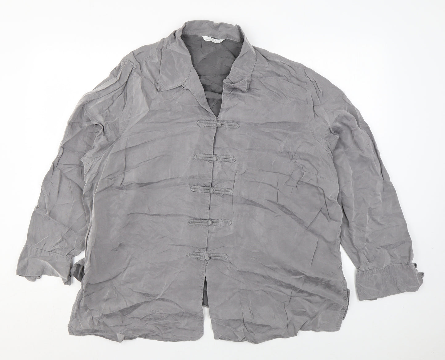 Marks and Spencer Womens Grey Cupro Basic Button-Up Size 22 Collared