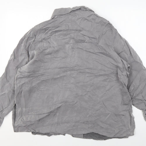Marks and Spencer Womens Grey Cupro Basic Button-Up Size 22 Collared