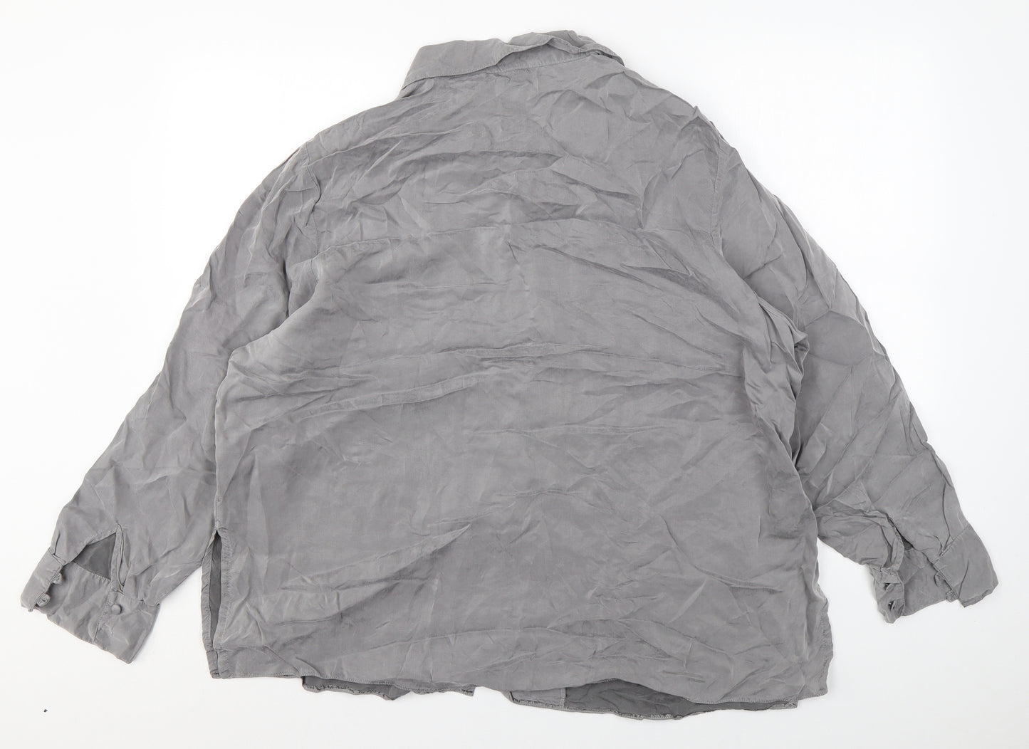 Marks and Spencer Womens Grey Cupro Basic Button-Up Size 22 Collared