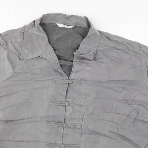 Marks and Spencer Womens Grey Cupro Basic Button-Up Size 22 Collared