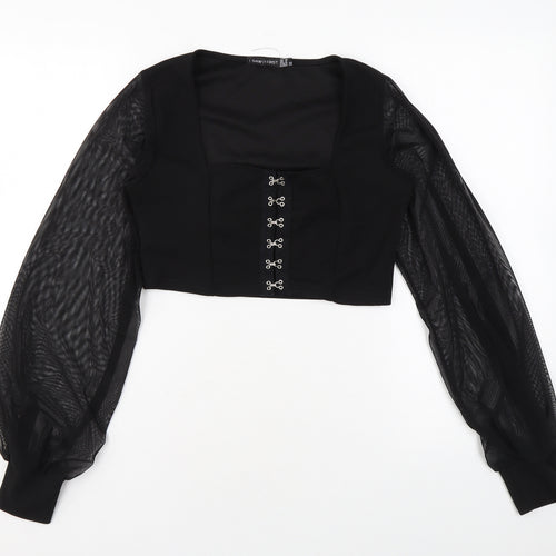 I SAW IT FIRST Womens Black Polyester Basic Blouse Size 10 Scoop Neck