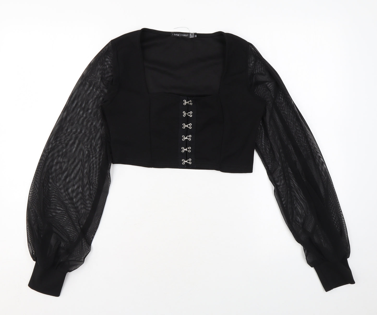 I SAW IT FIRST Womens Black Polyester Basic Blouse Size 10 Scoop Neck